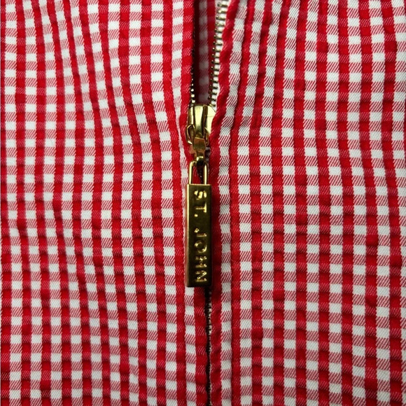 ST JOHN red and white gingham check jacket size 6 - Picture 3 of 6